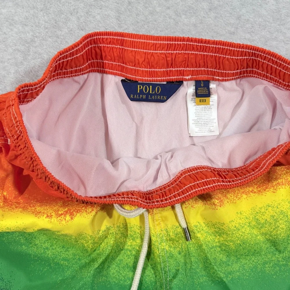 Polo Ralph Lauren Traveler Swim Trunks Men L Rainbow Ombre Excellent 5.75 Inseam